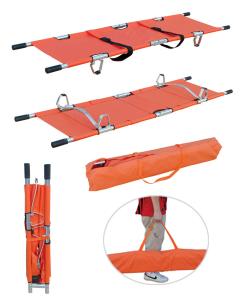 Quality Foldable Two Fold Stretcher Aluminum for Medical Emergency with Patient Holding Strap wholesale