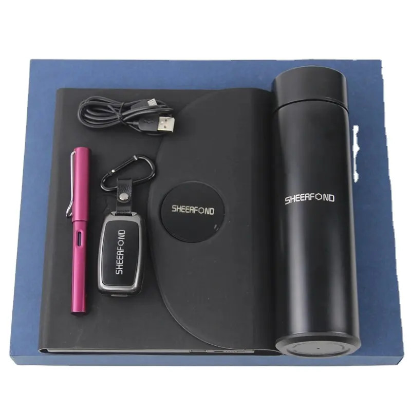 Customized Wireless Charging Laptop Power Bank Keychain Thermos Cup Corporate Gift Set