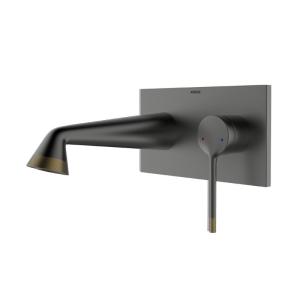 Quality Grey Wall Mount Basin Mixer Faucet Brass Bathroom Sink Faucets wholesale
