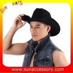 0372 wool felt cowboy hats for mens, black western cowboy hats