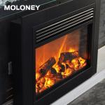 Fake Wood Heater Electric Fireplace Adjustable Flame Black Frame 33In 750-1500W
