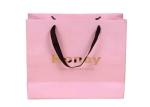 Pink Color Paper Shopping Bags Vivid Accurate Printing OEM / ODM Available