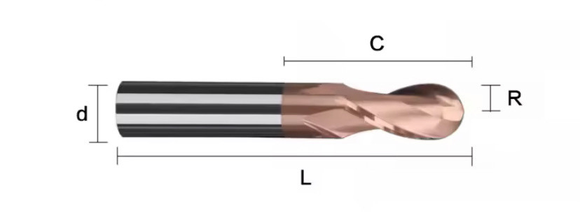 High Quality HRC55 Carbide Ball Nose End Mill 2 Flute Carbide Cutter End Mill Tools