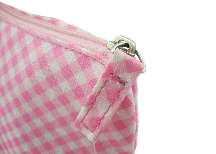 Durable Pink Slubbed Fabric Travel Accessory Bag Single Bag With Zipper