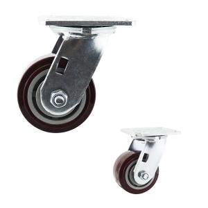 Quality 440LBS PP Core Swivel Plate Heavy Duty PU 100mm Caster Wheels wholesale