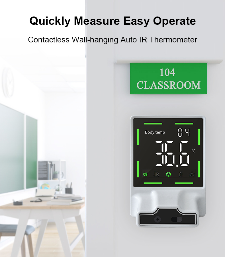 Wall Mounted Human Body Thermometer with Temperature Unit °C/°F and Measuring Time ≤2s
