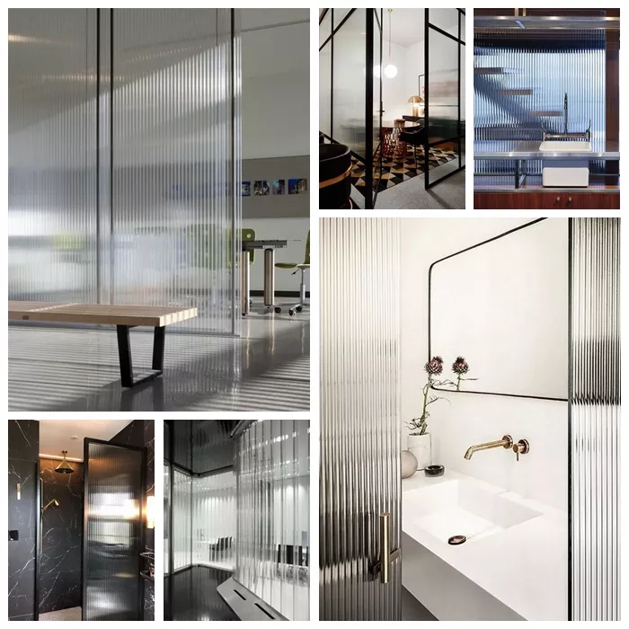 1830*2440/1830*3660 Flat Moru Pattern Glass for Bathroom Partition Customized Design