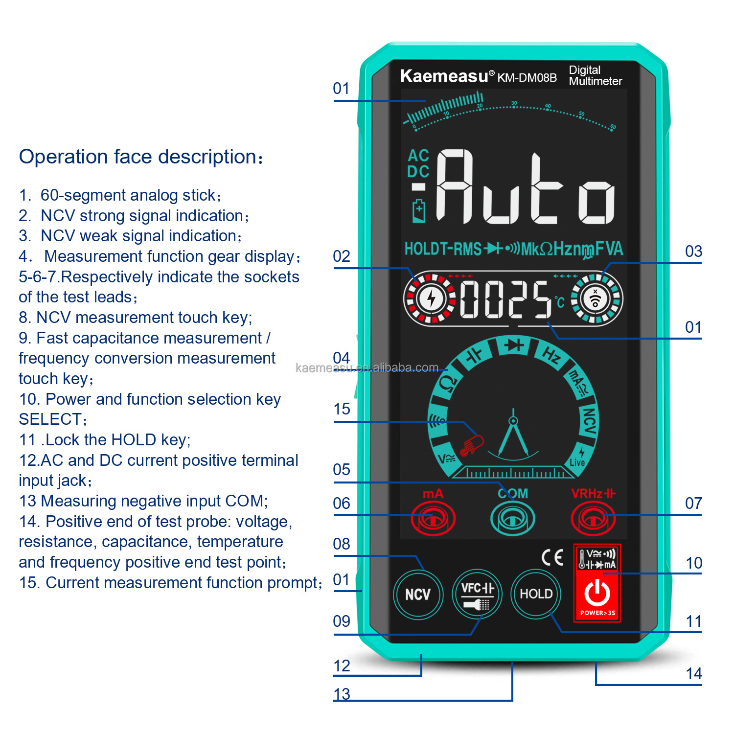Intelligent Human Machine Interaction Multimeters LCD Color Display Voltage Tester Rechargeable Smart Digital Multimetro
