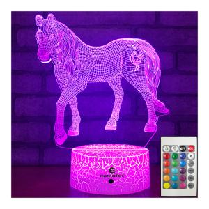 Quality Timer Remote 3D Illusion Night Light Horse Multipurpose For Kids wholesale