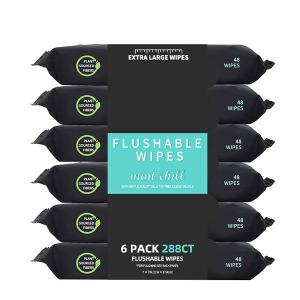 Quality Plastic Free Mint Flushable Wet Wipes 100% Plant Sourced Fibers Toilet Cleaning Wipes wholesale