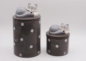 Quality Fox Shaped Ceramic Treat Jar Silicone Airtight Food Container Hand Painted wholesale