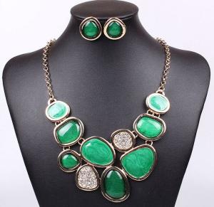 Quality New winter drip resin necklace with rhinestone earrings jewelry wholesale