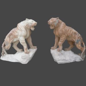 Quality Outdoor stone carving garden marble tiger sculpture, china stone sculpture supplier wholesale