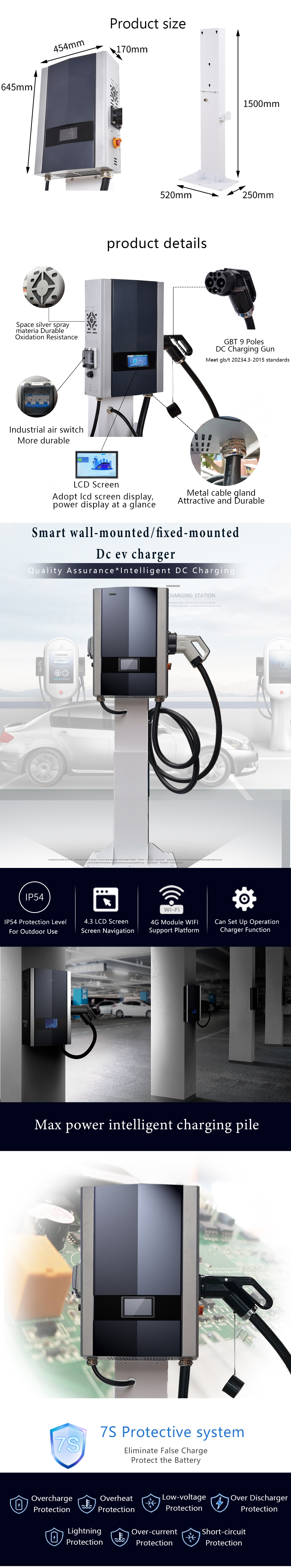 DC 15KW GBT Electric Car Charger Ev Charging Station Input Voltage 260v-475v Standard 2231-2 ect Charge Pile