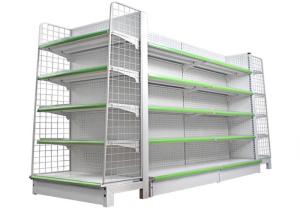 Quality Metal Supermarket Gondola Shelving , Heavy Duty Commercial Display Racks wholesale