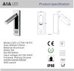 IP40 Recessed adjustable interior 3W LED wall light & led bedroom wall light for