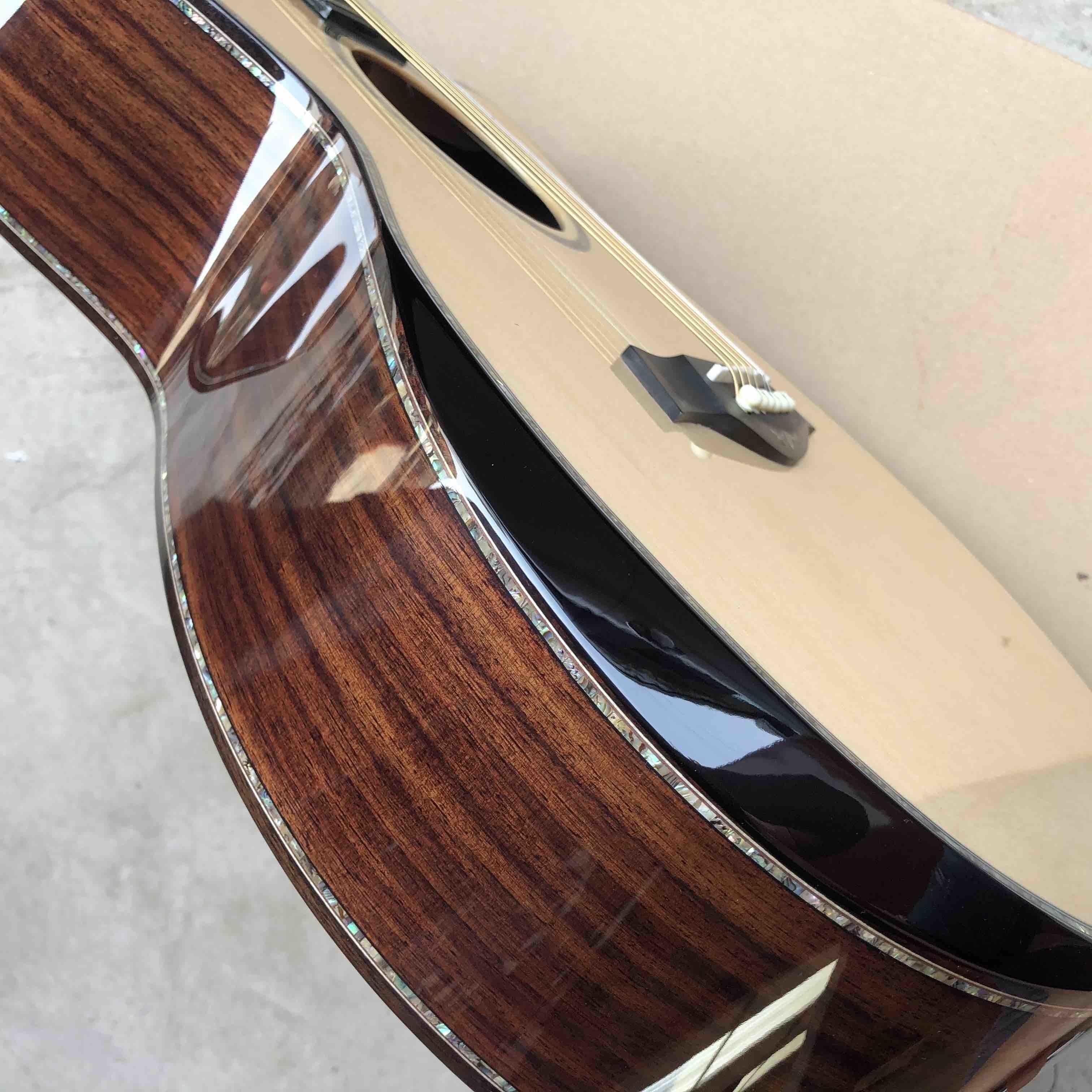 Custom 41"Acoustic Guitar Arm Rest Abalone Ebony Fingerboard Matte Finish Solid Spruce Top Electric Acoustic Guitar