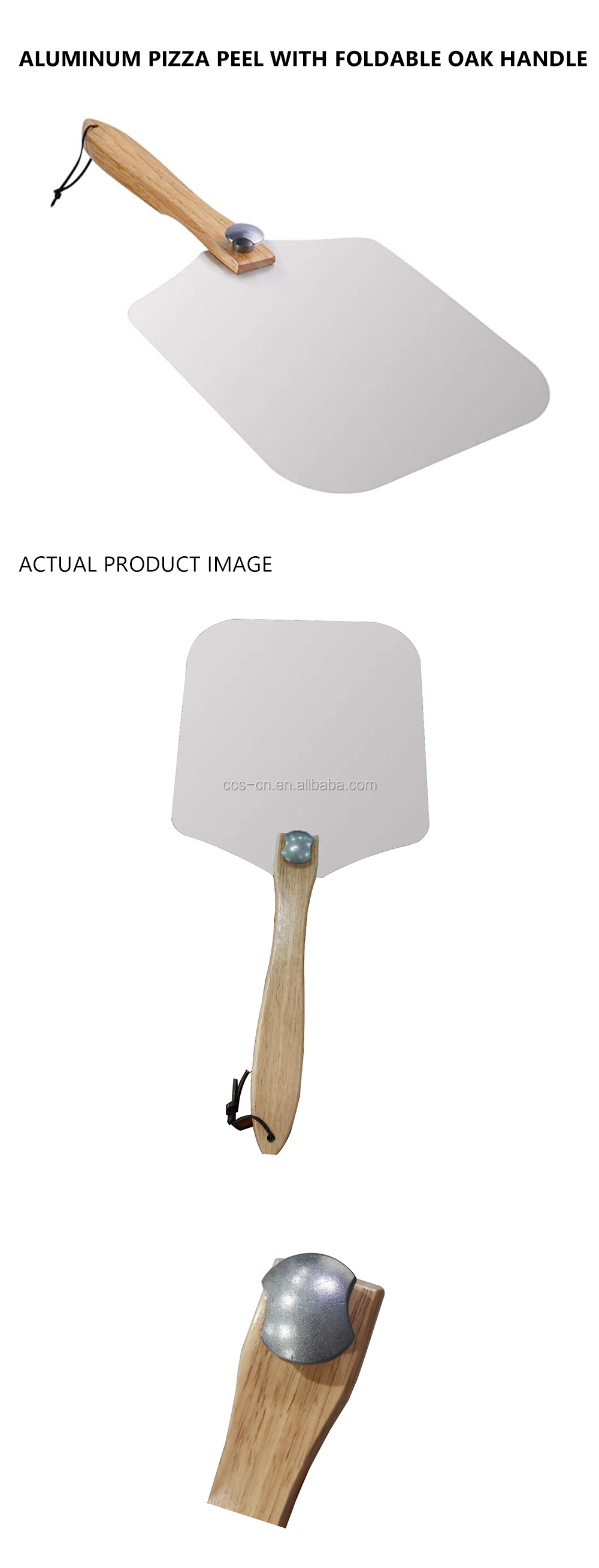 12"X14"X25'' Pizza Tools Aluminum Folding Pizza Peel Foldable Pizza Peel With Oak Handle