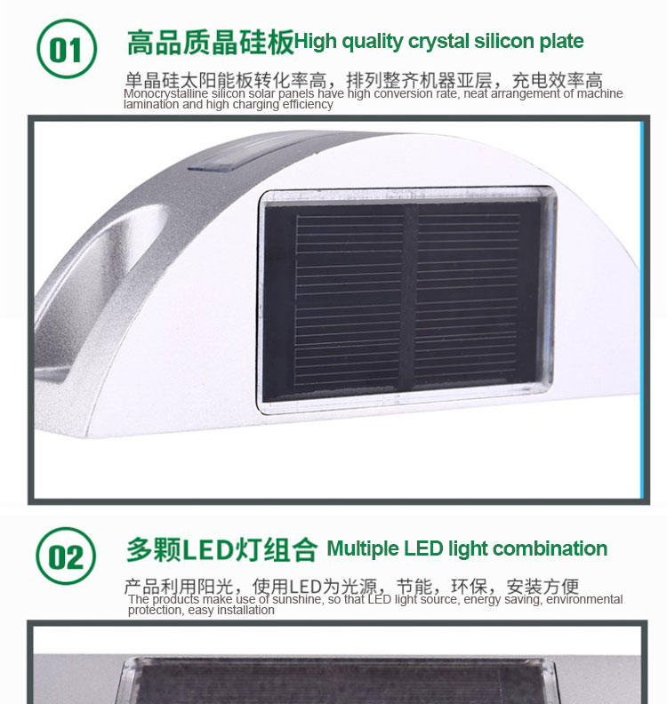 Embedded Solar Road Stud with Aluminum and LED Warning in Red Blue Yellow White Green