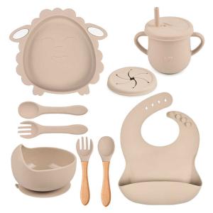 Quality Toddlers Sheep Silicone Feeding Dishes Babies Kids Plate Rubber Bib wholesale