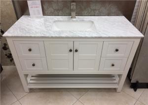 Quality Rectangle Sink White Marble Bathroom Countertops With Cabinet , 36 Inch Wide wholesale