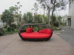 UV Resistant Outdoor Rattan Daybed , Dark Brown Wicker Oval Bed