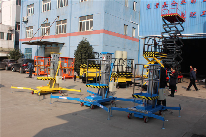 Portable Mobile Aerial Work Platform Vertical Mast Boom Lift 220vac Power Pack