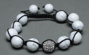 Quality Adjustable Shamballa Bracelet, Howlite Rounds &amp; Crystal Rhinestone Ball wholesale
