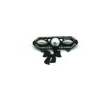 Black Fashion Brooch Pin Bow Shape Alloy Copper Silvery Material
