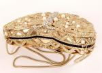 Custom Ladies Butterfly Shape Gold Evening Bag , Wedding Diamond Evening Clutch