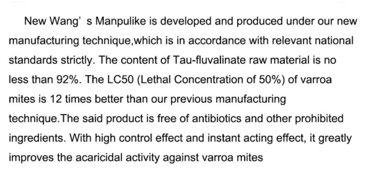 20 Strips Per Bag Wangshi New Manpulike For Bee Varroa Mite