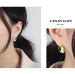 Lanciashow Sterling Silver Simple Studs Earrings Irregular Geometric Shape