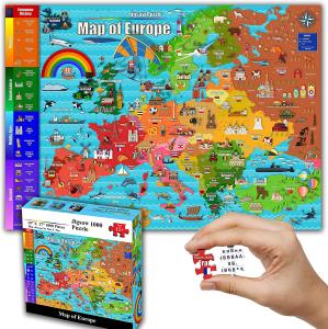 Quality Color Europe Map 1000 Piece Paper Jigsaw Puzzle For Kids 12+ Teens Adults Families wholesale