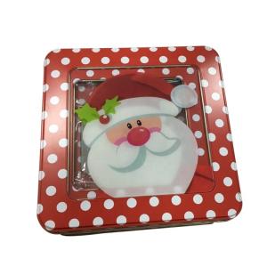 Quality Empty Christmas Tin Gift Box Square Cookie Tins with Window Holiday Decorative Tins with Lids wholesale