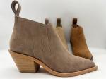 brown soft cow suede leather Womens Dress ankle Boots，abs heel with TPR non-slip