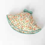 Floral Wavy Bound Cotton Children'S Bucket Hat with bow For Outdoor Sun