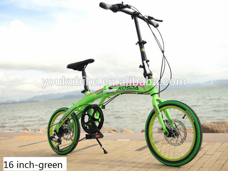 Aluminum Alloy Ladies Disc Brake 16 Inch Folding Bike