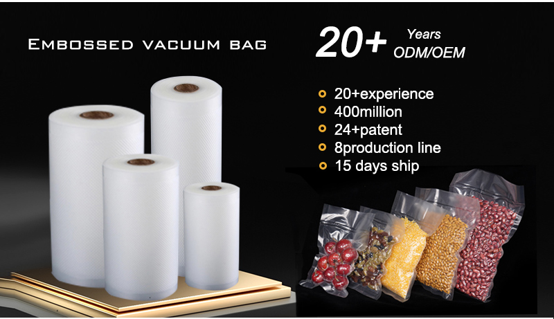 Large Barrier Vacuum Plastic Bag For Food Embossed Heat Seal Plastic Food Storage Bags