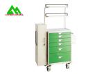 Mobile Steel Hospital Ward Equipment Anesthesia Cart With 6 Drawer