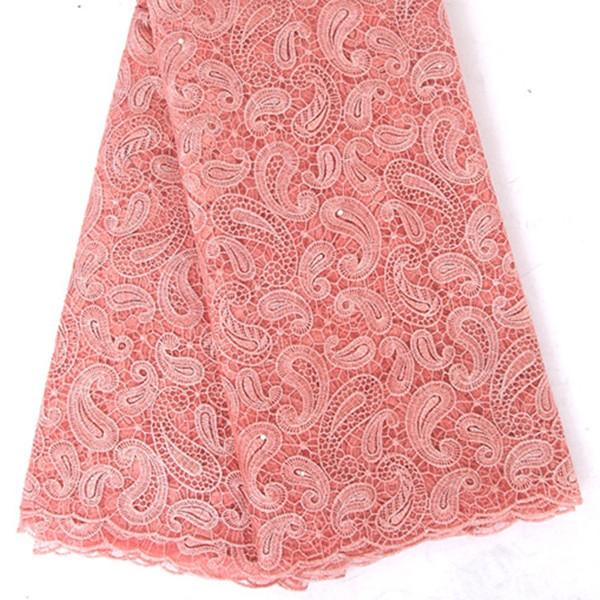 F50280 51-52" customizable peach wholesale embroidery french lace with besds for