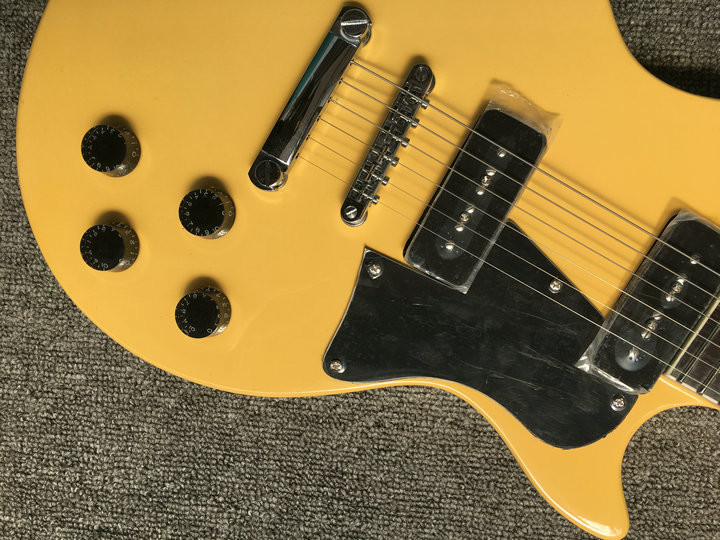 Lp Junior electric guitar yellow color one piece bridge P90 pickups 22 dot inlay frets LP guitar
