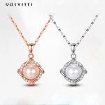 45.5cm Christmas 8g Sterling Silver Jewelry Necklaces 14K 28mm Pearl Diamond