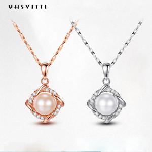 Quality 45.5cm Christmas 8g Sterling Silver Jewelry Necklaces 14K 28mm Pearl Diamond Necklace wholesale