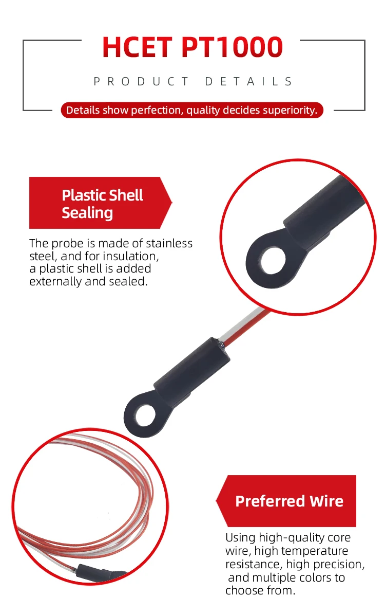 High Accuracy PT100 PT1000 Temperature Sensors Platinum Resistance Probe Detector