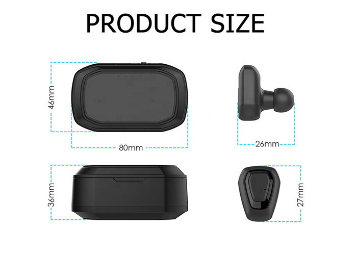 Black Wireless Noise Cancelling Earbuds 2 . 402 - 2 . 480GHz 26 * 27MM