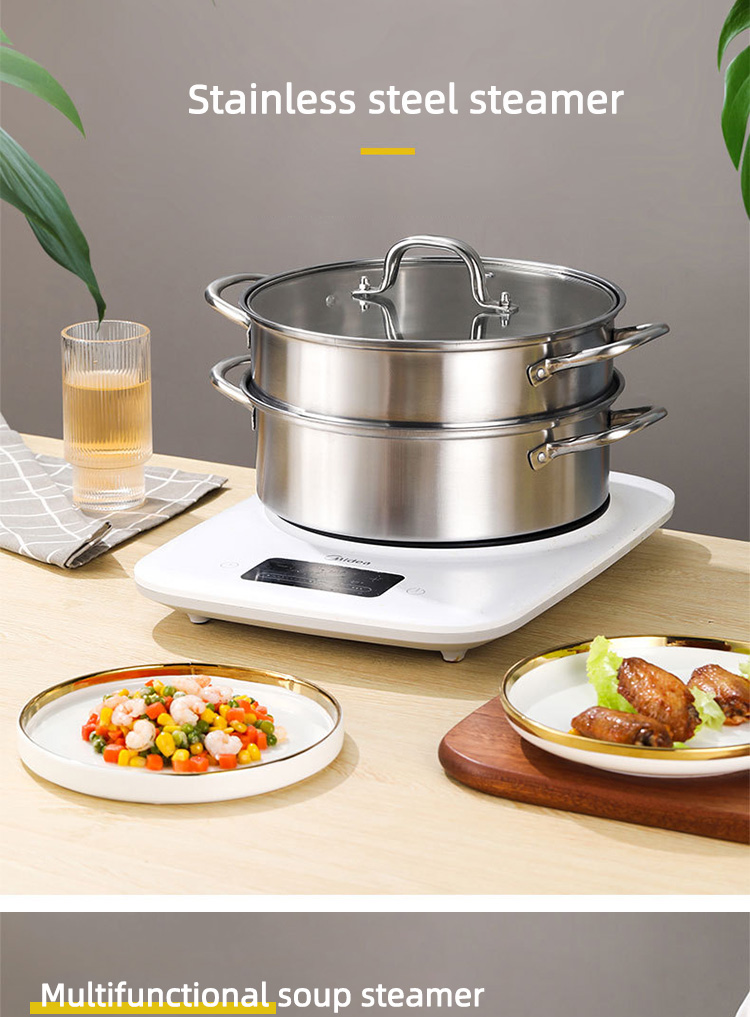 Factory 28 CM Steamer Pot Stainless Steel Dumplings Seafood Rice Cooking Food Steamer Pot For Sale
