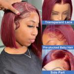 Bone Straight Burgundy 99J Short Bob Human Hair Wig Straight 13x4 Lace Front Wig