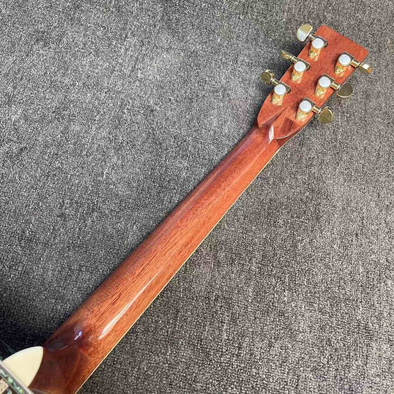 41 Inch D Type Sunburst Solid Spruce Acoustic Guitar Abalone Ebony Fingerboard