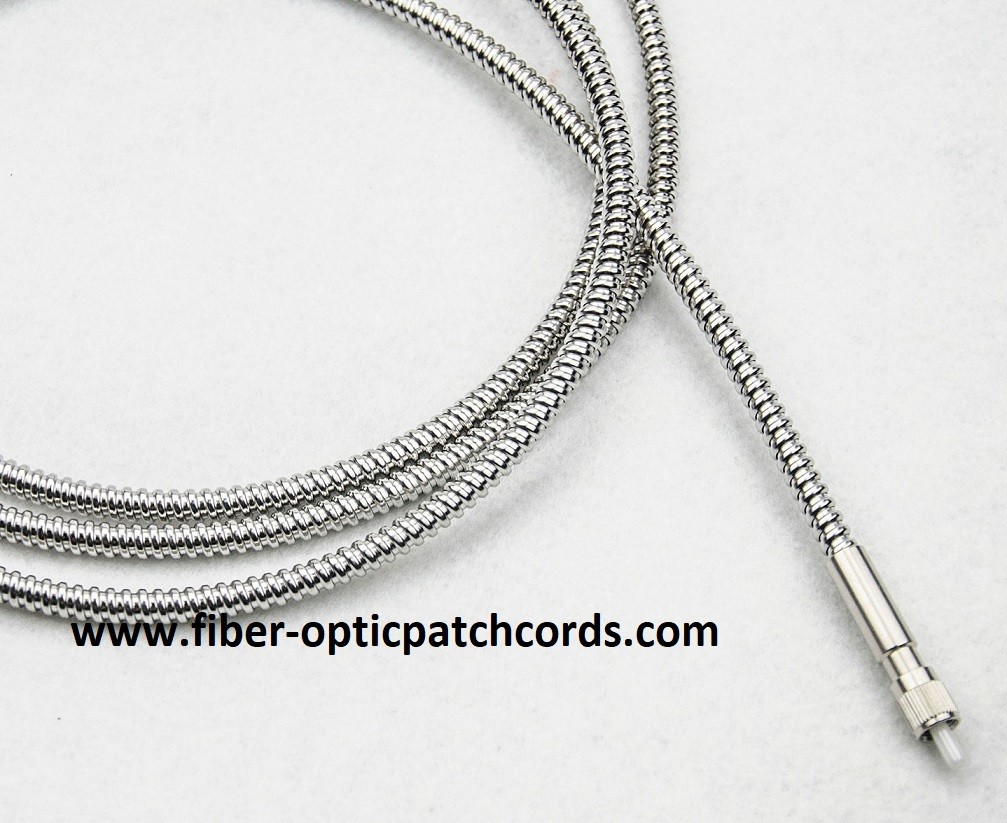 NA0.12,0.20 Pure Quartz Stainless Steel Fiber Optic Patch Cord 200µM 400µM 600µM 1000µM