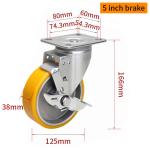 EDL‌ Medium Duty 5inch Aluminum Caster Plate by Rigid , Swivel and Brake Type